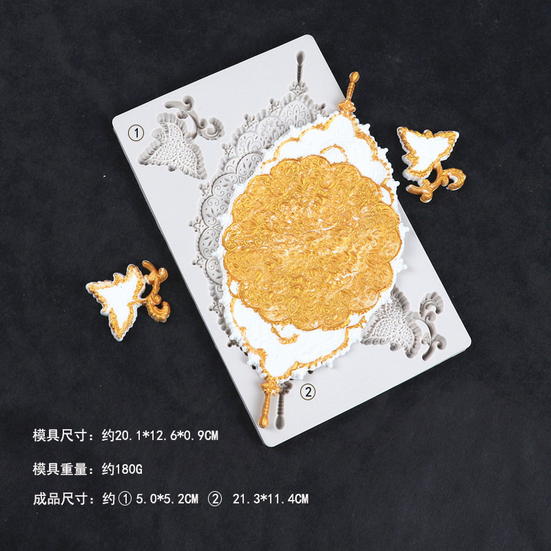 欧式浮雕硅胶模具镜框婚礼装饰烘焙磨具翻糖干佩斯巧克力蛋糕模具