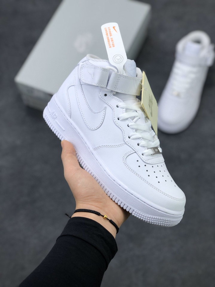 原装 Air Force 1 "中帮全白" 板鞋