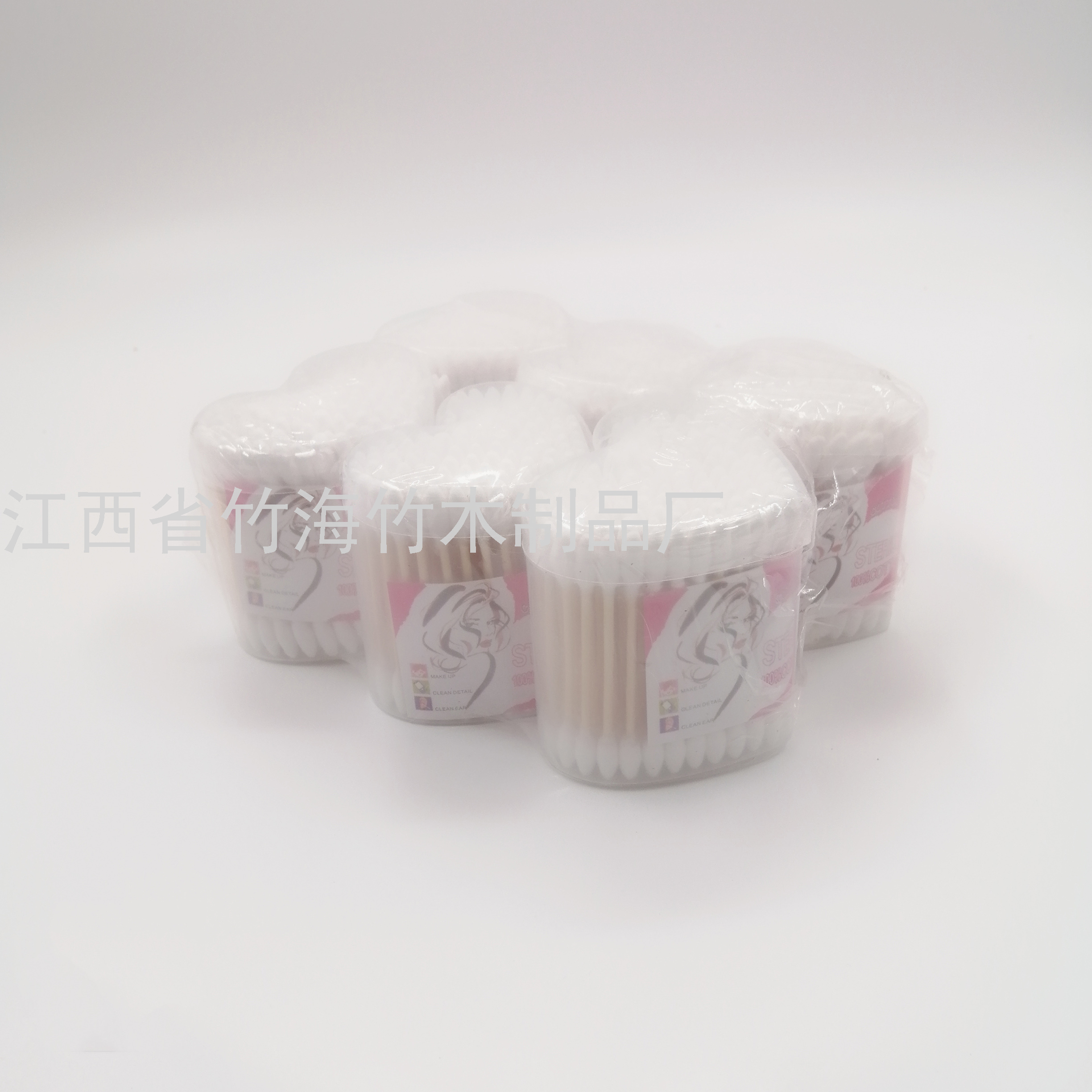 一次性双头化妆棉签卫生清洁棉签 掏耳朵棉棒爱心瓶120支装日用品