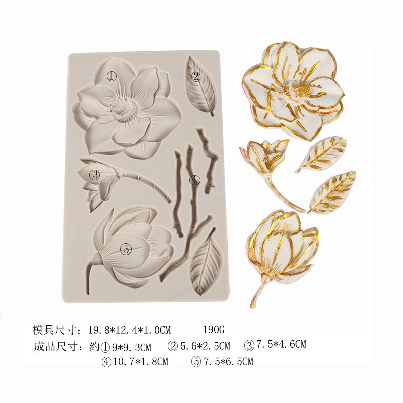 翻糖花朵模具荷花蛋糕硅胶模具干佩斯蛋糕印花模DIY滴胶模具现货