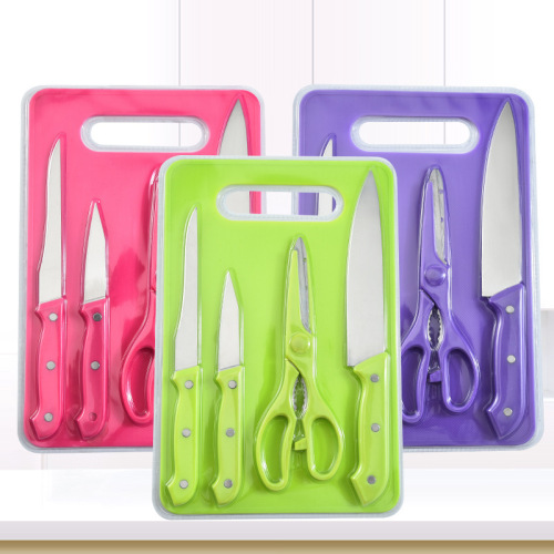 stainless steel knives 5-piece suction card package combination knife and scissors knife set household kitchen knives