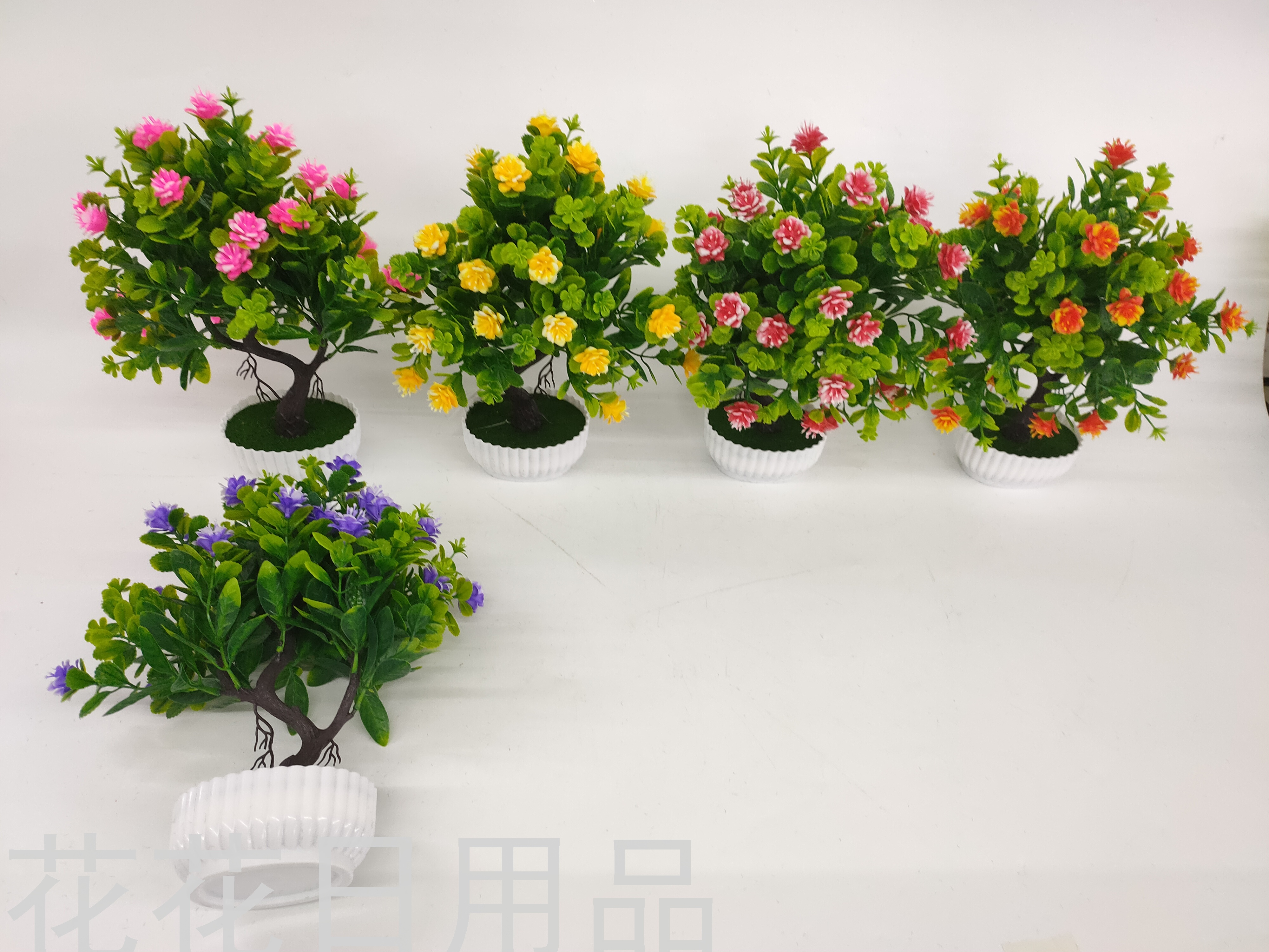 新款白色盆茶花仿真花盆景装饰品假花摆件塑料花