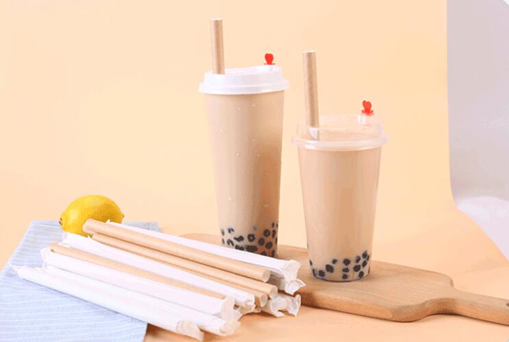 一次性单支独立牛皮纸包装环保纸吸管珍珠奶茶可降解