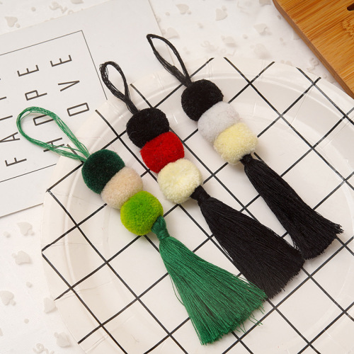 Factory Wholesale Colorful Cashmere Clothing Rice Ball Woven Tassel Tassel Handbag Pendant Spot Support Customization