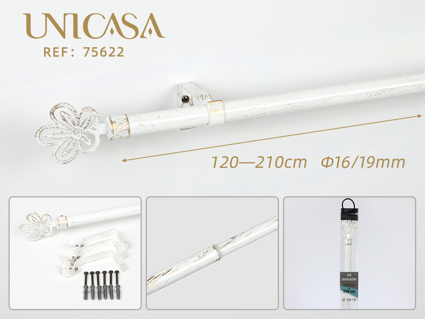 The Telescopic Rod 铁艺罗马杆欧式窗帘杆伸缩轨道杆多套装16/19