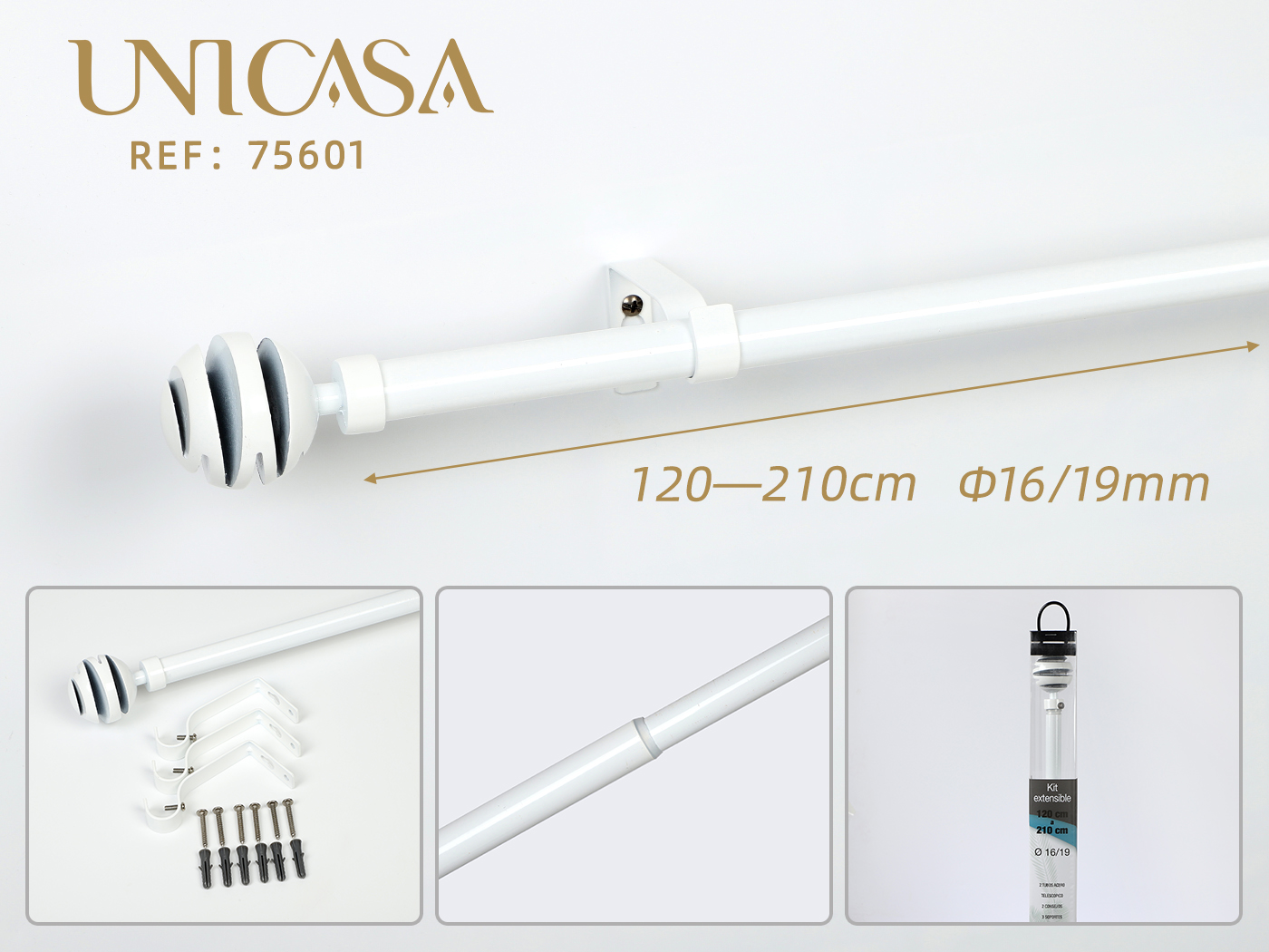 The Telescopic Rod 铁艺罗马杆欧式窗帘杆伸缩轨道杆多套装16/19