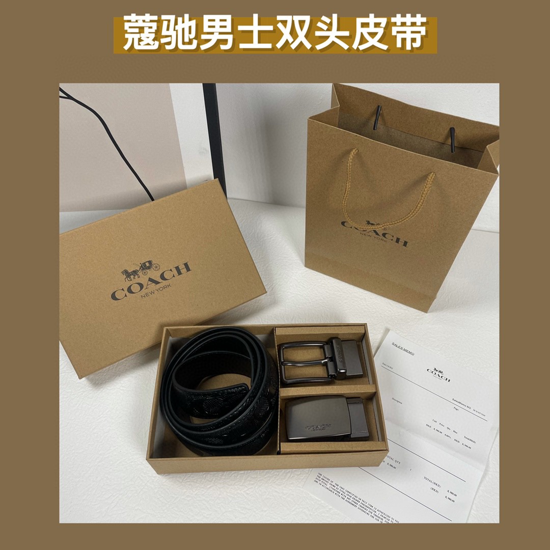 COACH驰男士方头双头皮带