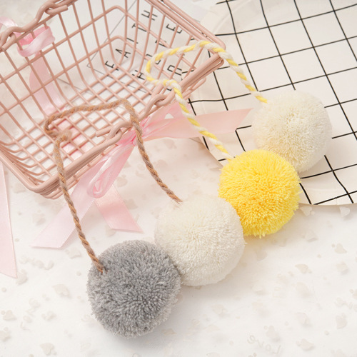DIY Two-Color Fuzzy Ball Pendant Clothing Hat Cashmere Fur Ball Bag Braided Rope Accessories Factory Customization