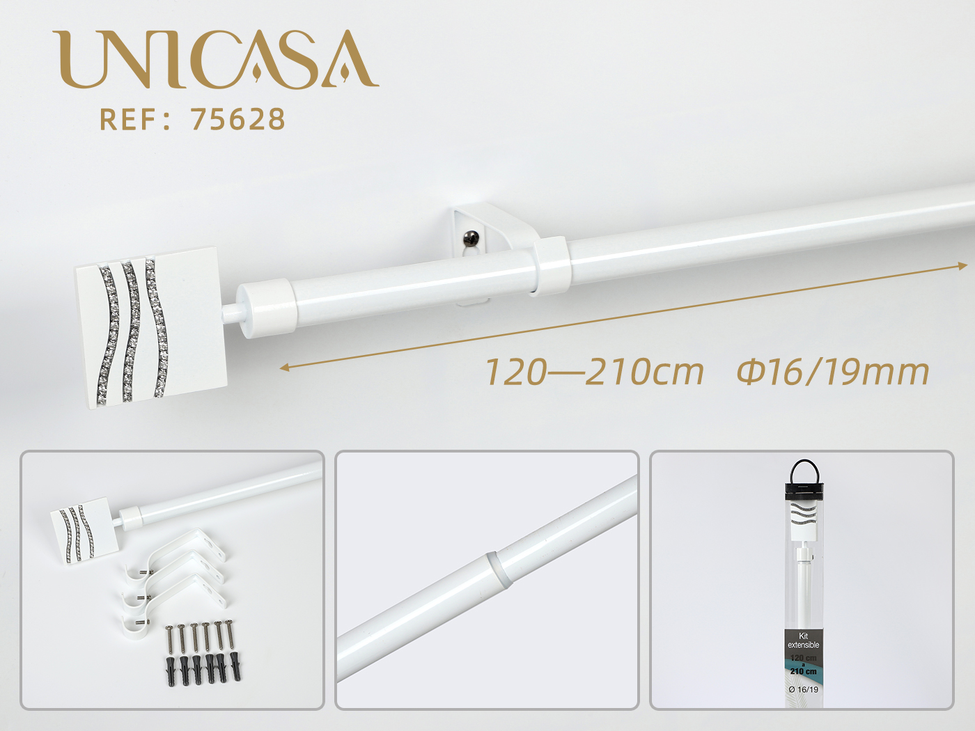 The Telescopic Rod 铁艺罗马杆欧式窗帘杆伸缩轨道杆多套装16/19