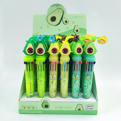 avocado 10 color ballpoint pen cute doll silicone cartoon head ten color ballpoint pen compact mini portable stationery