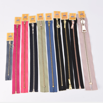 Metal Zipper Heavy Duty Brass Zipper Auto Lock Zipper with Zipper Puller Wholesale for Garments