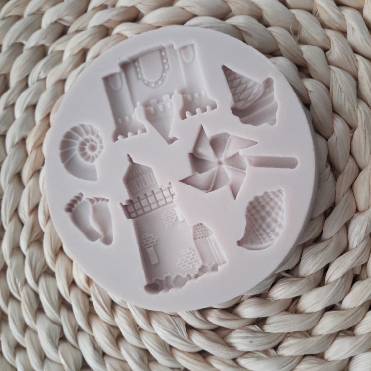 海螺风车脚印房子翻糖蛋糕硅胶模 巧克力模具DIY烘焙工具批发定