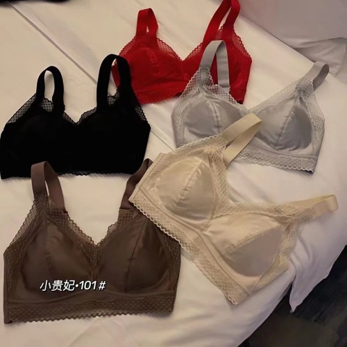high-end satin underwear push up breast collection anti-sag bra adjustable lace sexy bra without steel ring upper support