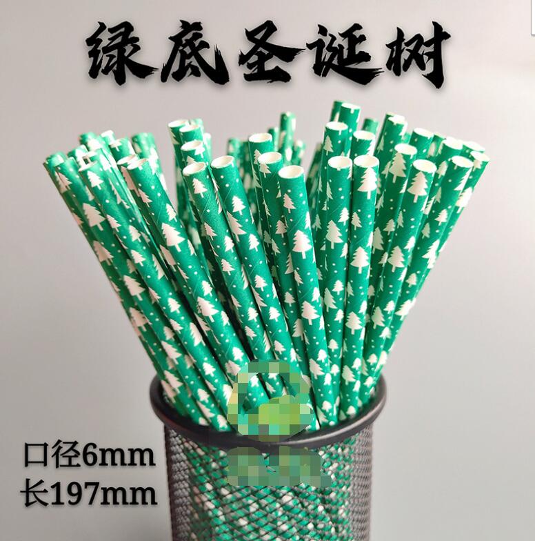 圣诞系列一次性可降解牛皮纸吸管创意派对道具宴会甜点饮料纸吸管