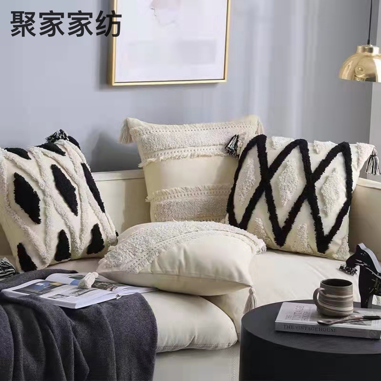 新品 印度簇绒菱形抱枕沙发靠枕飘窗样板房抱枕