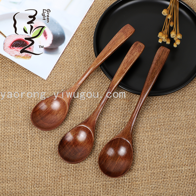 老漆大圆匙 调羹18*34CM 木汤匙 调羹蜂蜜匙 家用料理勺 咖啡勺