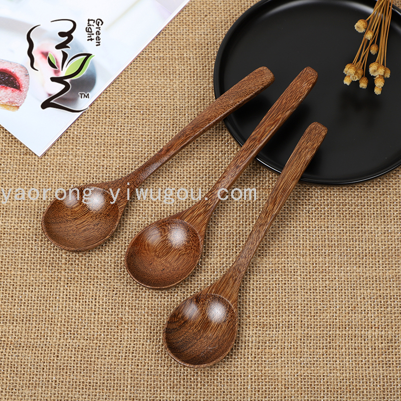 鸡翅木大圆调羹18*4CM 木汤匙 调羹蜂蜜匙 家用料理勺 咖啡勺