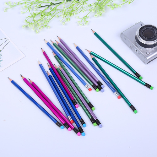 shiny paint color leather head basswood hb pencil student exam writing pen children art drawing sketch pencil