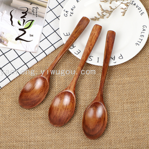 Green Light Imitation Stainless Steel Spoon 18.5*4.2cm Household Small Wooden Spoon Spoon Green Rice Spoon Tableware wholesale