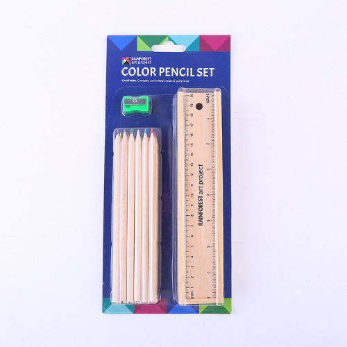 Blister Wood HB Color Pencil Stationery Set Children‘s Art Student Draw and Write Pencil 12 Pieces Wood Color Crayon