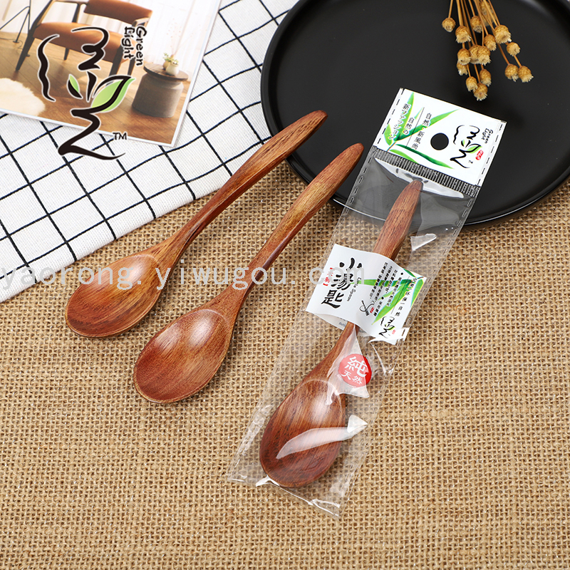 老漆大圆匙 调羹18*34CM 木汤匙 调羹蜂蜜匙 家用料理勺 咖啡勺