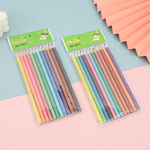 12 Color Pencil Set Cartoon Primary School Student Art Supplies Drawing and Painting Color Filling Colored Pencils Stationery Store Supply