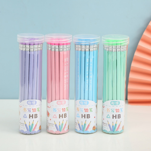 New Candy Color Pencil Barrel Student Writing HB Pencil with Eraser holiday Prize Gift Pencil Wholesale 