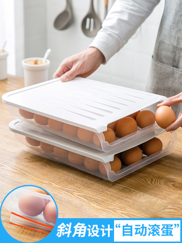 Egg Storage Box Automatic Egg Filling Artifact for Refrigerator Kitchen Drawer-Styled Food Grade Fresh-Keeping Egg Storage Box Rack