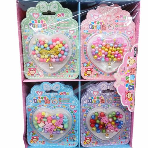 korean cartoon heart-shaped beaded children‘s diy winding beads girls play house jewelry toy bracelet necklace