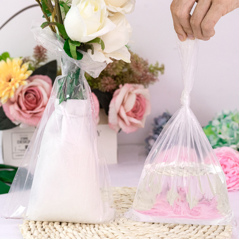 花栖透明密封PE兜水袋鲜花花束根部保水袋防漏塑料纸花店DIY材料