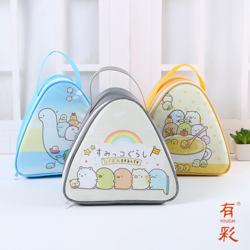Cartoon Cute Triangle Insulation Bag Lunch Bag Breakfast Lunch Box Bag Primary School Student Waterproof Portable Lunch Bag Lunch Bag 