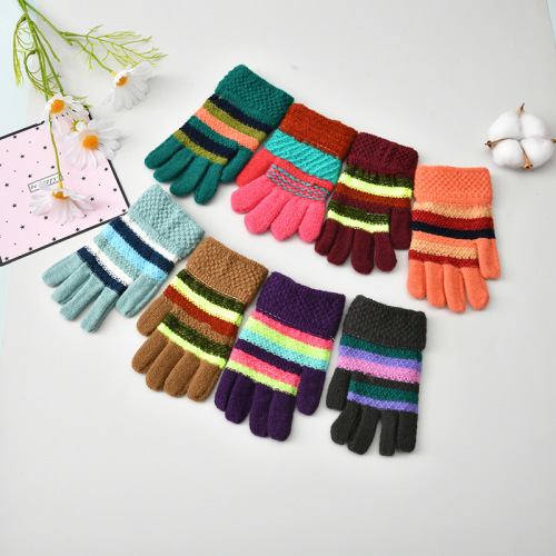 women‘s winter korean-style cute japanese-style warm knitted full finger gloves outdoor sports full cover gloves