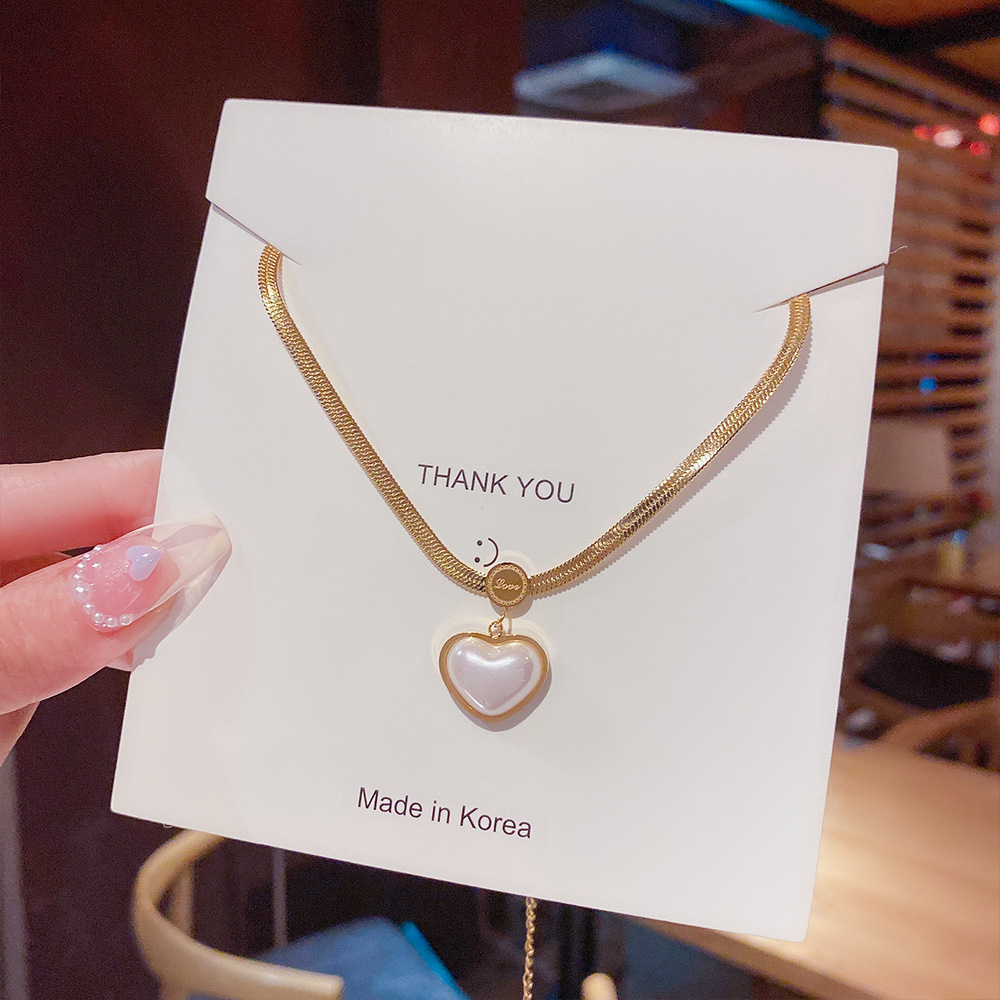 Metal Heart Pendant Choker Necklace Sweater Chain 2022 New Trendy Autumn and Winter Niche Design Ele