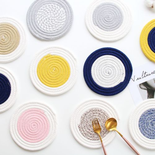 Japanese Style Cotton Thread Placemat Woven Cotton String Anti-Scald Table Mat Coasters Nordic Simple Pot Mat Insulation Mat
