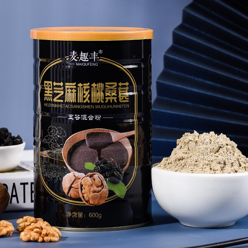 黑芝麻桑葚粉核桃粉黑豆粉糊代餐粉五谷粉冲饮食品黑芝麻糊600g