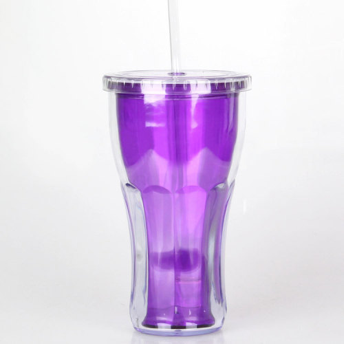 Luminous Straw Cup Plastic Double-Layer Cola Straw Cup Factory Direct Sales Straw Cup Double-Layer Cola
