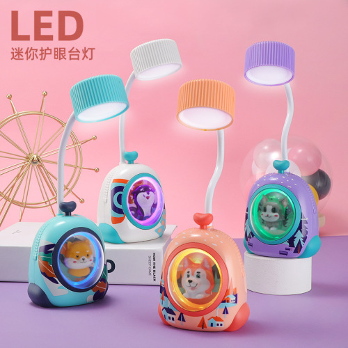 cartoon cute eye protection desk lamp backpack usb charging student learning eye protection led lamp night light creative bedside lamp