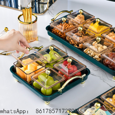 点心分隔拼盘透明水果盘 客厅小吃盘子家用托盘零食塑料干果盘