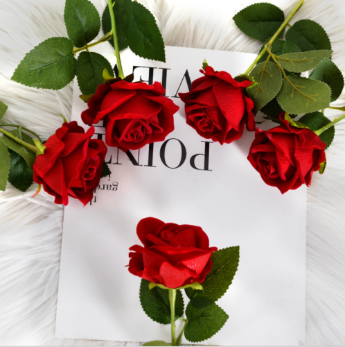single flannel rose artificial flower valentine‘s day flower hotel ornamental flower artificial flower artificial silk flower