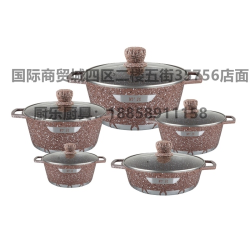 Die Casting Aluminum Pot Granite Non-Stick Pan 10-Piece Set Household Non-Stick Pot Soup Pot Kitchen Supplies Kitchenware Wholesale