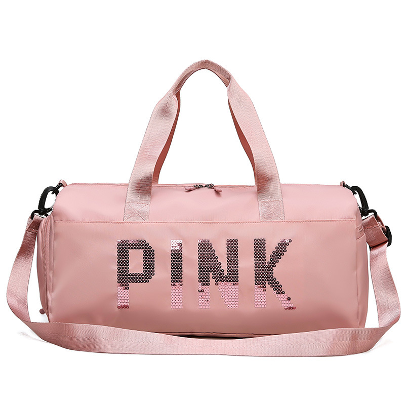 pink健身包新款欧美长短途户外旅行包手提大容量尼龙防水鞋仓包包