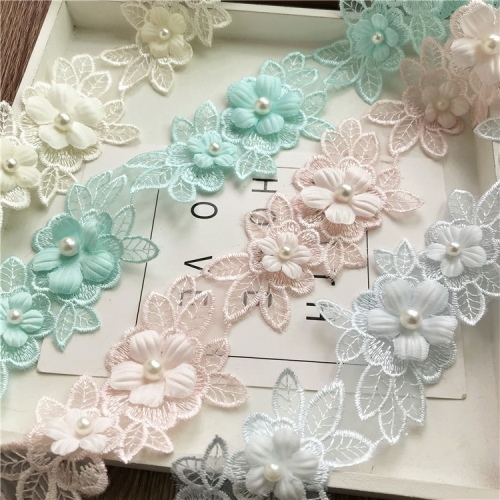 three-dimensional organza flower lace clothing accessories embroidery mesh lace three-dimensional flower diy decorative dress accessories