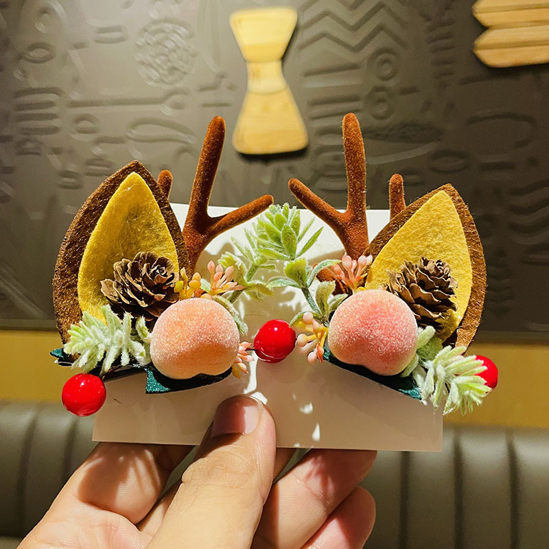儿童可爱鹿角鸭嘴夹圣诞节发卡网红夹子女童宝宝表演配饰头饰发夹