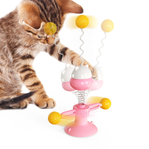 pet products factory wholesale company‘s new popular amazon cat toys spring cat turntable ball cat teaser