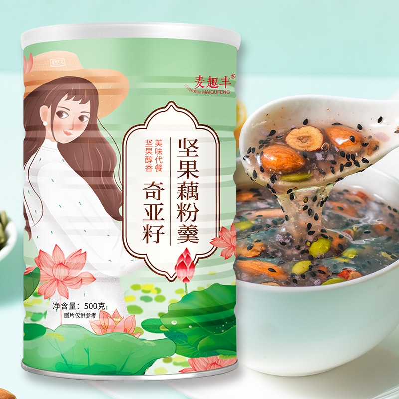 麦趣丰 奇亚籽速溶颗粒藕粉羹坚果水果藕粉即食代餐坚果藕粉500克