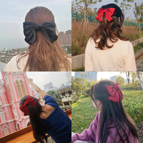Red Bow Hair Rope Internet Influencer Hairpin Barrettes Back Head JK Clip Hairware Female Big Lolita Hair Accessories Girl