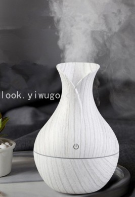 创意木纹小花瓶USB七彩灯办公加湿器