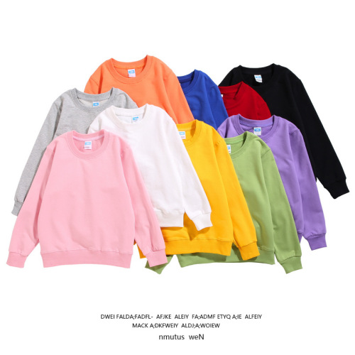 spring and autumn new children‘s long sleeve round neck sweater cotton terry children‘s clothing thin solid color class clothes custom printed logo