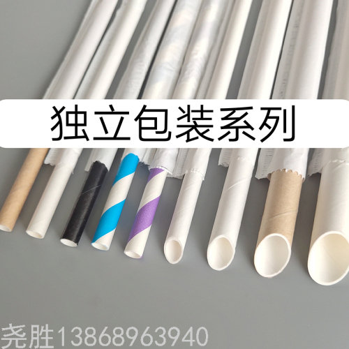 Factory Wholesale Disposable Paper Straw Color Single Package Pointed Mouth Degradable Straw Spot Optional Size 