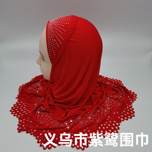 Foreign Trade Hot Selling European and American Middle East Africa Southeast Asia Laser Cutting Flower Hot Drilling Muslim Lady‘s Headscarf 